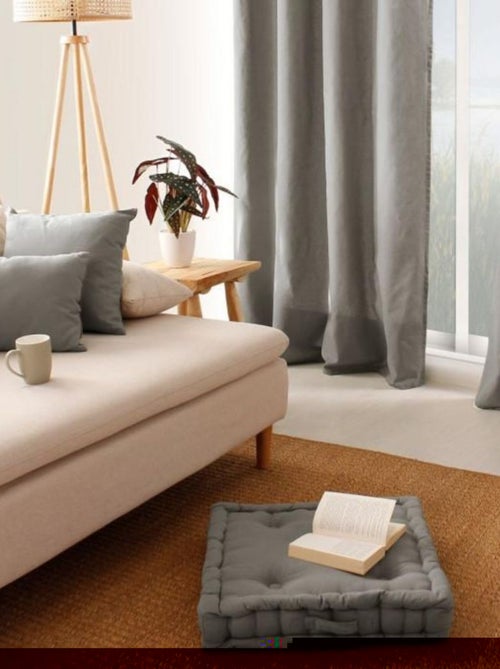 Coussin de sol uni en coton Panama - Kiabi