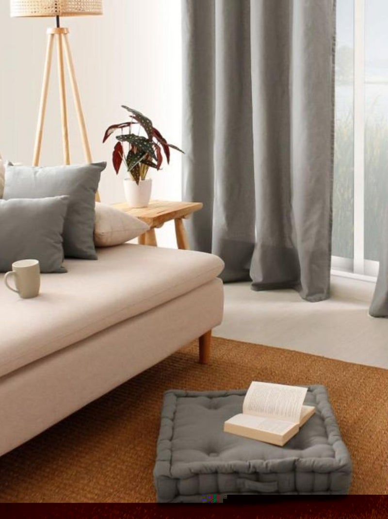 Coussin de sol uni en coton Panama Gris clair - Kiabi