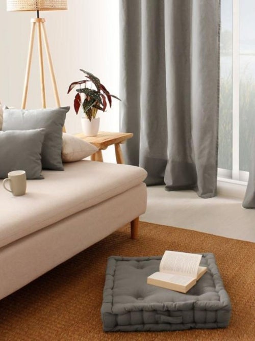 Coussin de sol uni en coton Panama - Kiabi
