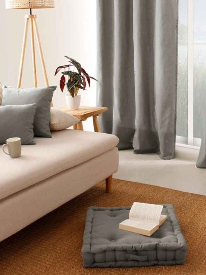 Coussin de sol uni en coton Panama Gris clair - Kiabi