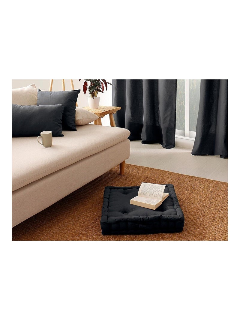 Coussin de sol uni en coton Panama Gris foncé - Kiabi