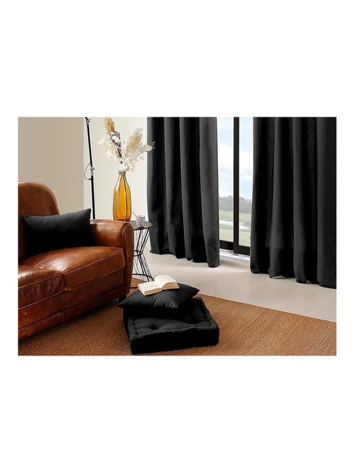 Coussin de sol uni en coton Panama - Kiabi
