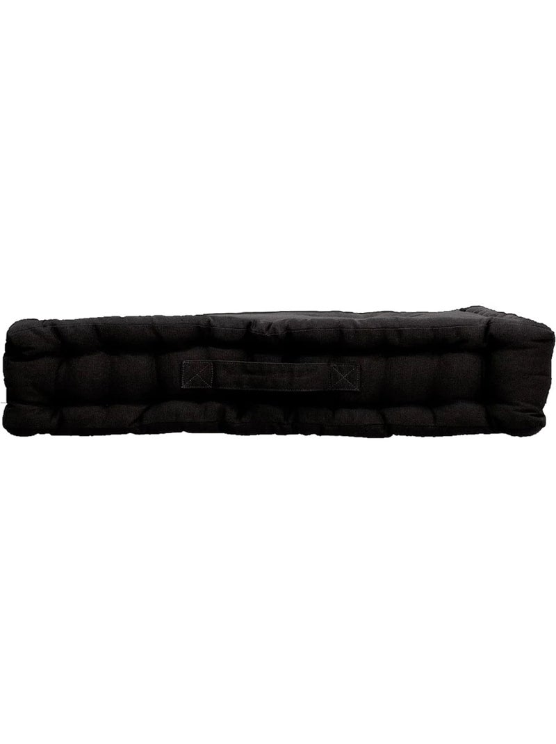 Coussin de sol uni en coton Panama Noir - Kiabi