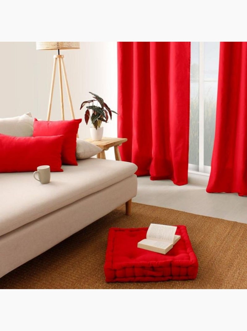 Coussin de sol uni en coton Panama Rouge - Kiabi