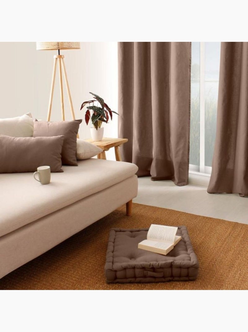 Coussin de sol uni en coton Panama Taupe - Kiabi