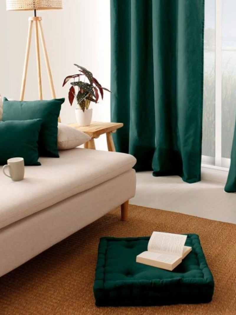 Coussin de sol uni en coton Panama Vert foncé - Kiabi