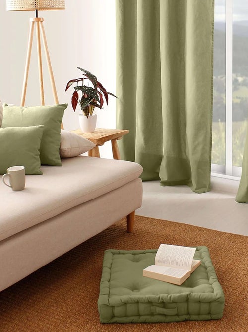 Coussin de sol uni en coton Panama - Kiabi