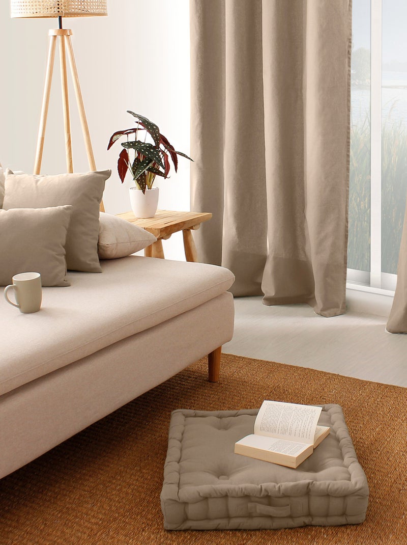 Coussin de sol uni en pur coton Beige coquille - Kiabi