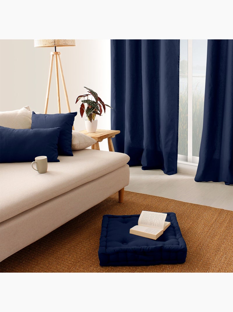 Coussin de sol uni en pur coton Bleu foncé - Kiabi