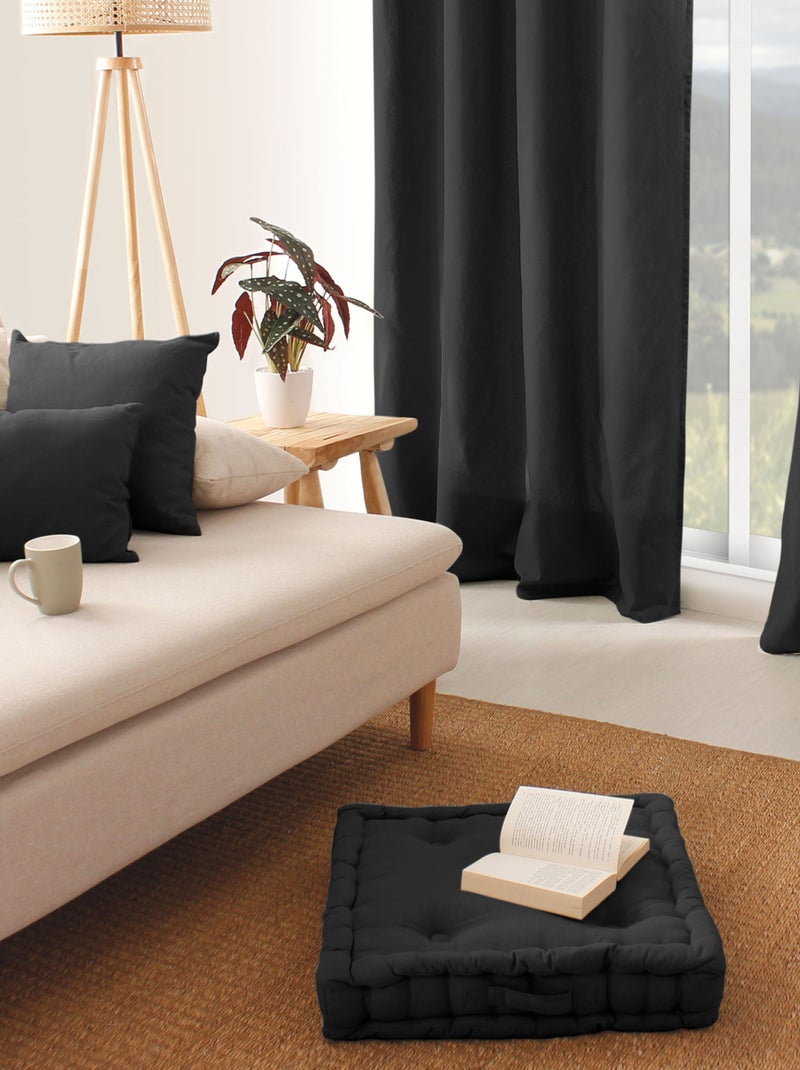 Coussin de sol uni en pur coton gris anthracite - Kiabi