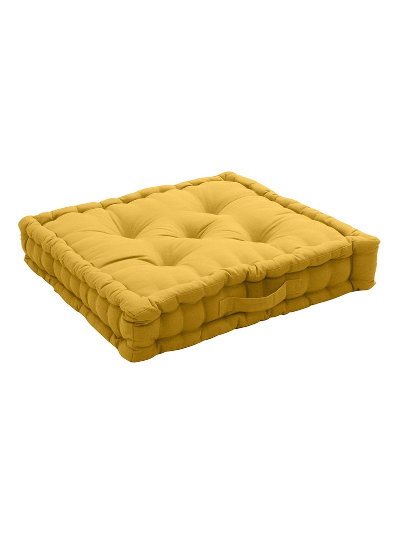 Coussin de sol uni en pur coton Jaune - Kiabi