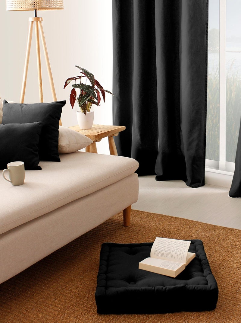 Coussin de sol uni en pur coton Noir - Kiabi