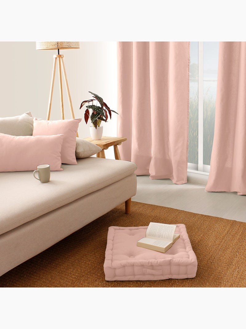 Coussin de sol uni en pur coton Rose - Kiabi