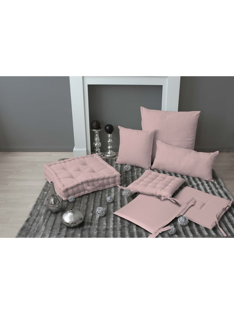 Coussin de sol uni en pur coton Rose - Kiabi