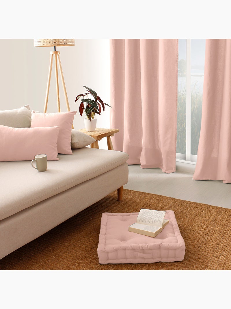 Coussin de sol uni en pur coton Rose - Kiabi
