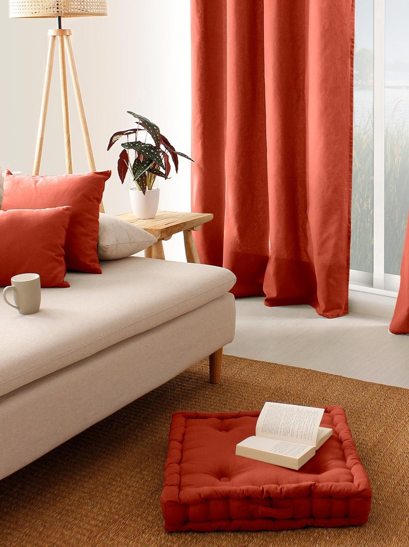 Coussin de sol uni en pur coton Rouge brique - Kiabi