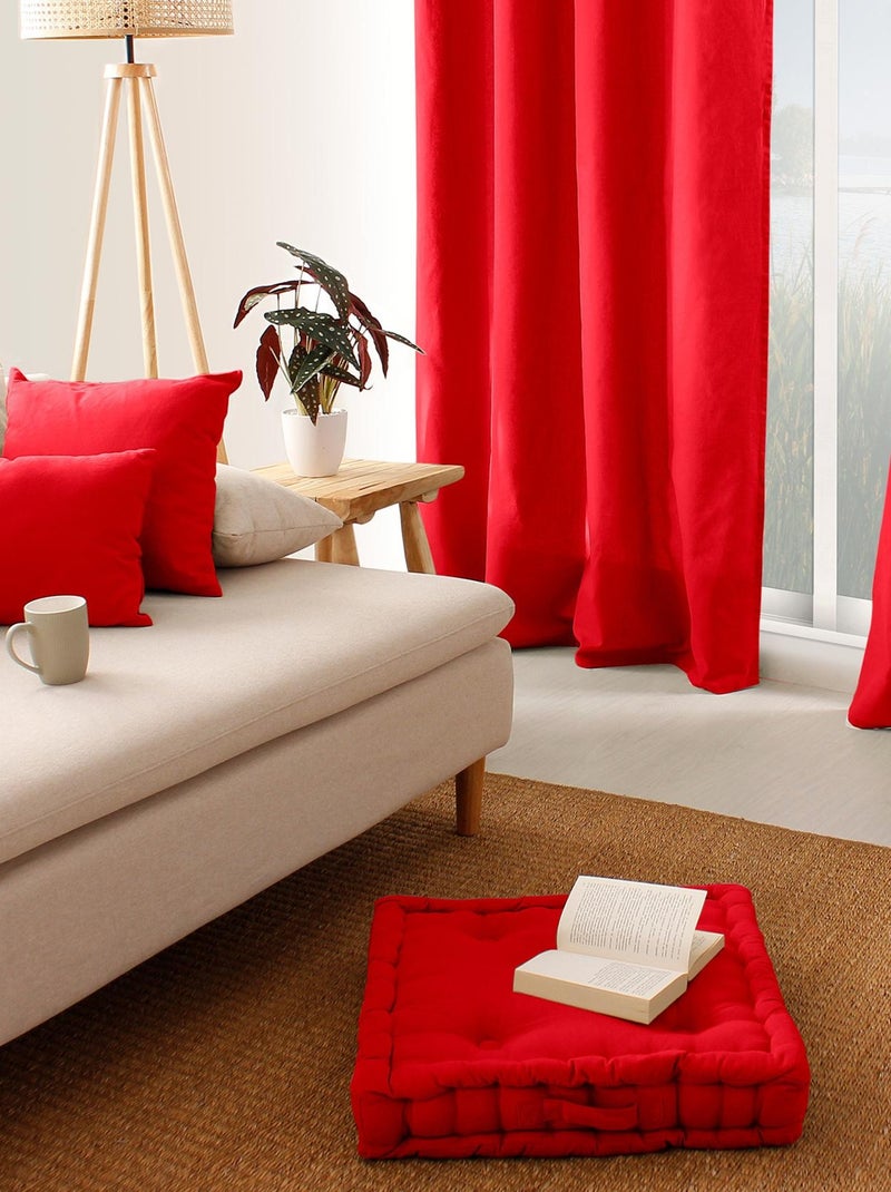 Coussin de sol uni en pur coton Rouge - Kiabi