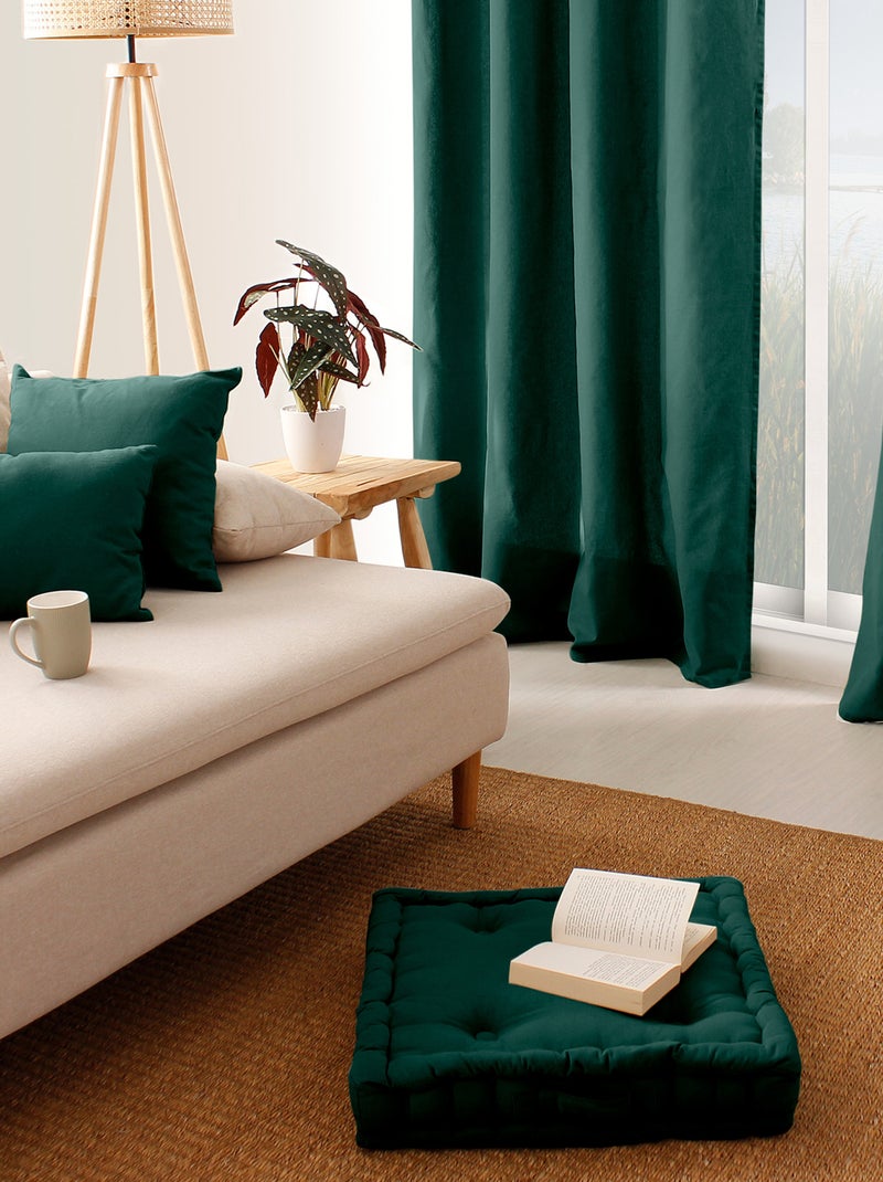 Coussin de sol uni en pur coton Vert foncé - Kiabi