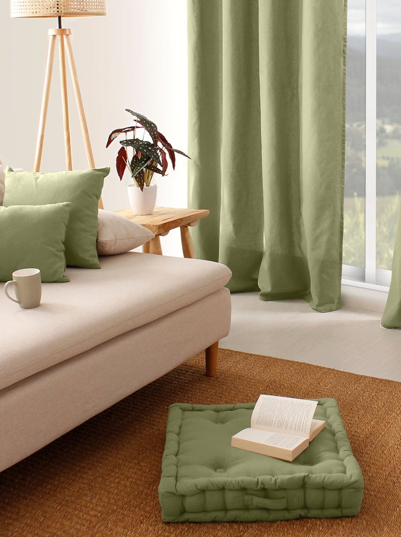 Coussin de sol uni en pur coton Vert olive - Kiabi