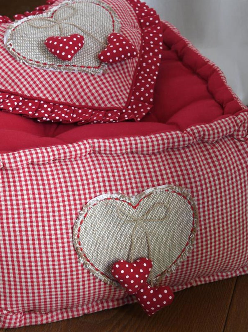 Coussin de sol vichy rouge Rouge - Kiabi
