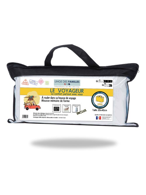 Coussin de Voyage - Mousse Mémoire de Forme - Petit & Léger - Linge des Familles - Kiabi