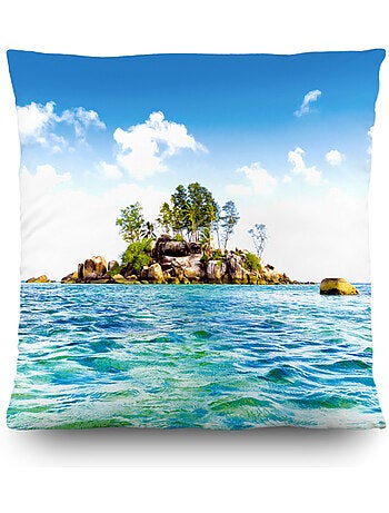 Coussin déco - ile tropicale - 45x45 cm