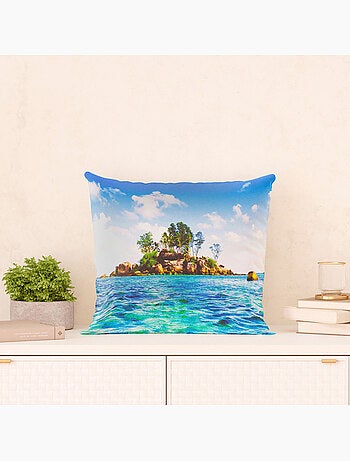 Coussin déco - ile tropicale - 45x45 cm