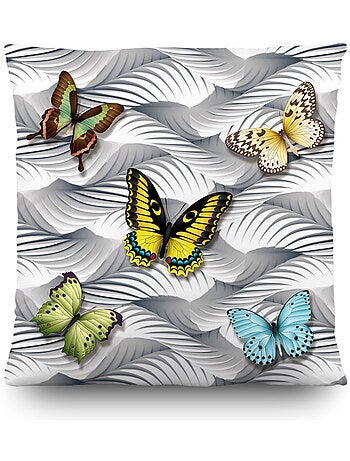 Coussin déco - papillons multicolores - 45x45 cm