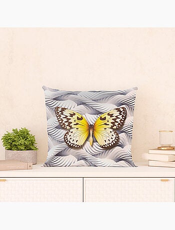 Coussin déco - papillons multicolores - 45x45 cm