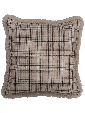 Coussin déco à carreaux avec franges - AFIBEL