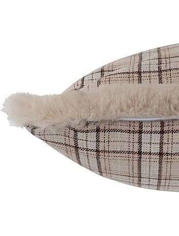 Coussin déco à carreaux avec franges - AFIBEL
