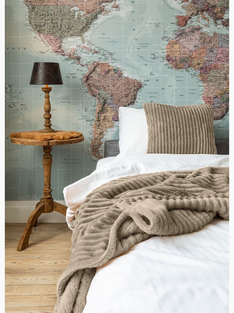 Coussin déco cotelé façon velours - AFIBEL Taupe - Kiabi