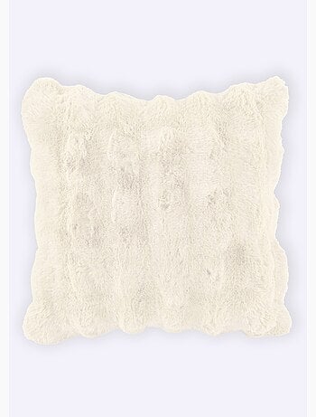 Coussin déco cotelé fausse fourrure - AFIBEL