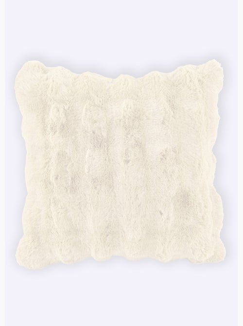 Coussin déco cotelé fausse fourrure - AFIBEL - Kiabi