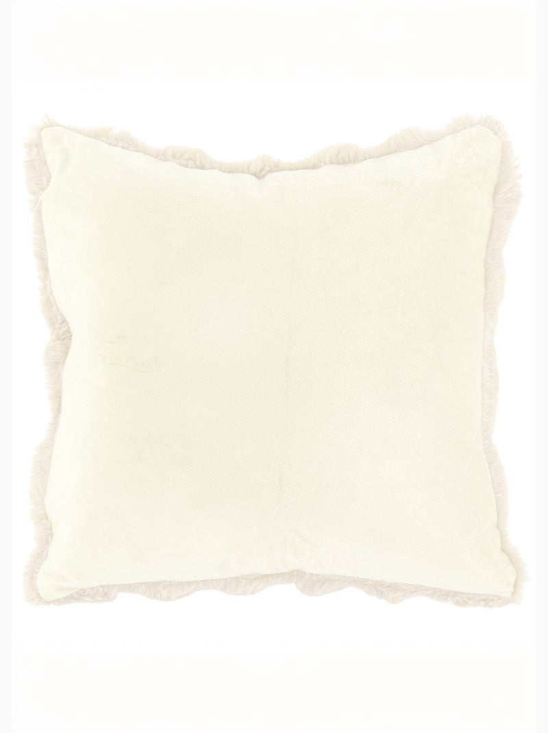 Coussin déco cotelé fausse fourrure - AFIBEL Ivoire - Kiabi