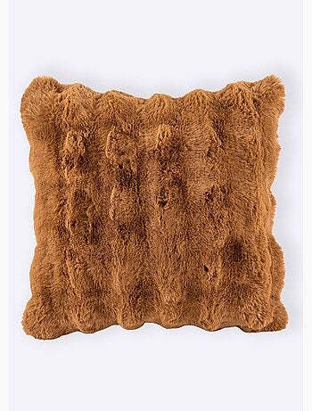Coussin déco cotelé fausse fourrure - AFIBEL