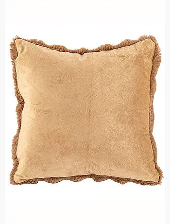 Coussin déco cotelé fausse fourrure - AFIBEL