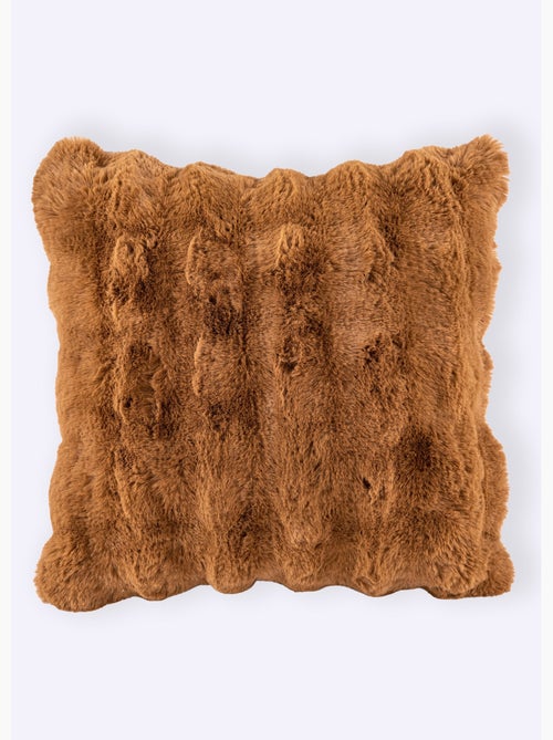 Coussin déco cotelé fausse fourrure - AFIBEL - Kiabi