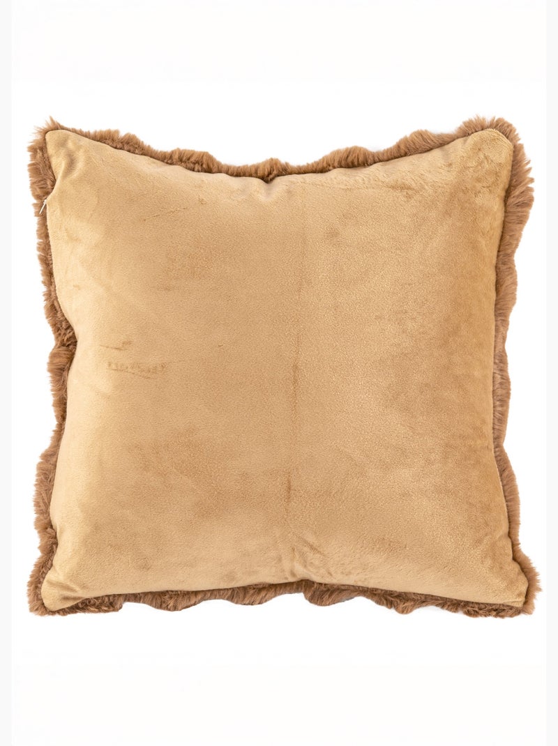 Coussin déco cotelé fausse fourrure - AFIBEL Marron - Kiabi