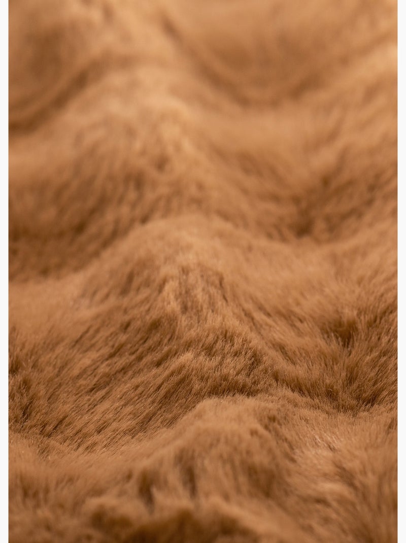 Coussin déco cotelé fausse fourrure - AFIBEL Marron - Kiabi