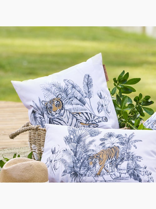 Coussin déco d'extérieur carré imprimé déhoussable MAORIA - Kiabi Coussin déco d'extérieur carré imprimé déhoussable MAORIA - Kiabi
