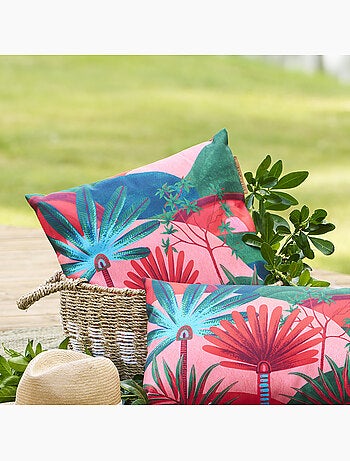 Coussin déco d'extérieur carré imprimé déhoussable MAORIA