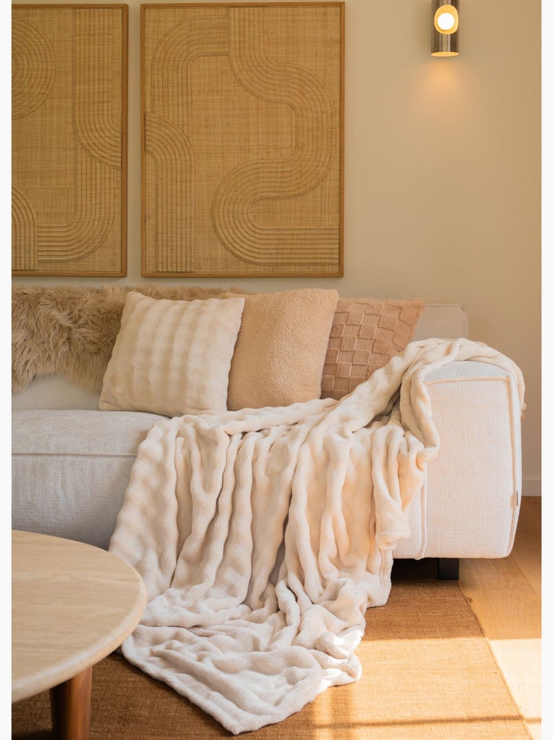 Coussin déco en coral fleece doux - AFIBEL Beige - Kiabi
