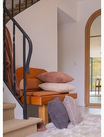 Coussin déco en coral fleece doux - AFIBEL