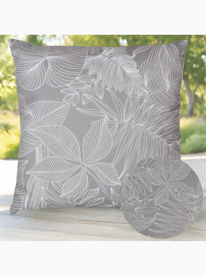 Coussin déco extérieur imperméable en Tissu déperlant Imprimé Bicolore. Gris Argenté - Kiabi
