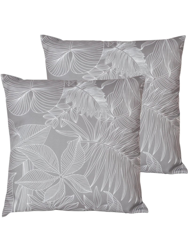 Coussin déco extérieur imperméable en Tissu déperlant Imprimé Bicolore, Lot de 2. Gris - Kiabi