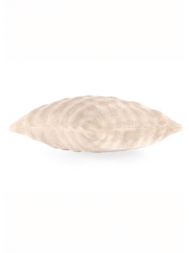 Coussin déco fantaisie, fausse fourrure - AFIBEL Ivoire - Kiabi