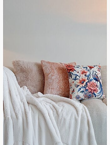 Coussin déco fausse fourrure longs poils - AFIBEL