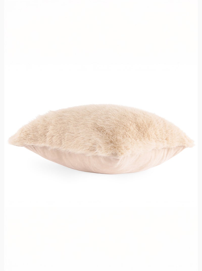 Coussin déco fausse fourrure longs poils - AFIBEL Beige - Kiabi