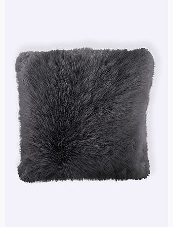 Coussin déco fausse fourrure longs poils - AFIBEL
